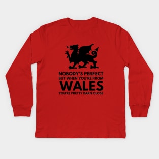 Funny Nobody's Perfect Unless You're From Wales Kids Long Sleeve T-Shirt